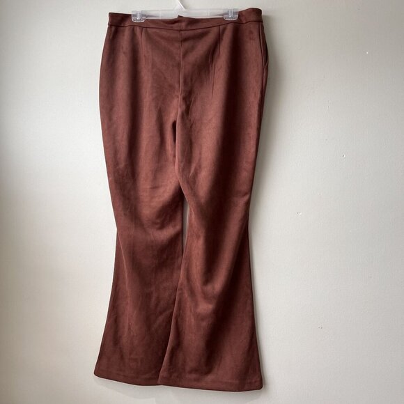 Brown‎ Faux Suede Flare Pants Size 16 Marc New York - Picture 2 of 5